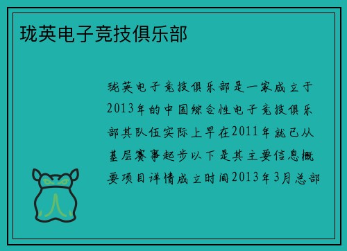 珑英电子竞技俱乐部